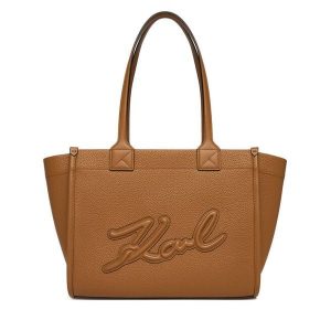 Torebka KARL LAGERFELD. Brązowe shopper bag KARL LAGERFELD, bez wzorów, bez dodatków. Za 799,99 zł.