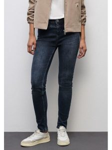 Street One Dżinsy - Slimf fit - w kolorze granatowym rozmiar: W27/L32. Niebieskie jeansy Street One, z aplikacjami, ze skóry, z podwyższonym stanem. Za 210,32 zł.