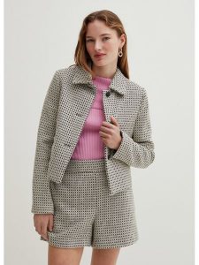 STEFANEL Kurtka koszulowa w kolorze czarno-beżowym rozmiar: 38. Czarne kurtki Stefanel, bez wzorów, bez kaptura. Za 250,94 zł.