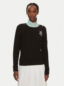 Lauren Ralph Lauren Sweter 200932223001 Czarny Slim Fit. Czarne swetry klasyczne Lauren Ralph Lauren, xs, z bawełny, bez kołnierzyka. Za 549,99 zł.