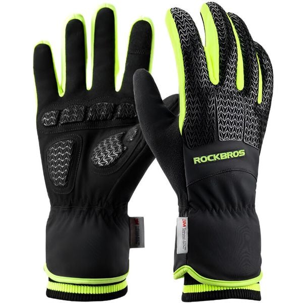 Rękawiczki rowerowe długie dla dorosłych zimowe 3M Thinsulate Rockbros S339. Czarne rękawiczki ROCKBROS, na zimę, bez wzorów. Za 199,00 zł.