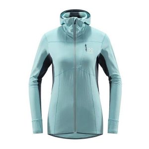 Bluza trekkingowa damska Haglöfs L.I.M Mid Comp Hood. Niebieskie bluzy Haglöfs, l, bez wzorów, bez kaptura. Za 349,99 zł.