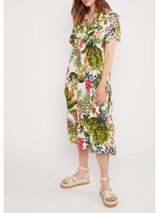 Blutsgeschwister Sukienka "Saint Tropengreek" w kolorze zielono-białym rozmiar: M. Zielone sukienki Blutsgeschwister, na imprezę, m, bez wzorów, z wiskozy, klasyczne, bez kołnierzyka, bez ramiączek, midi. Za 201,55 zł.