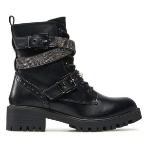 Trapery DeeZee. Czarne buty zimowe DeeZee, bez obcasa, bez zapięcia. Za 159,99 zł.