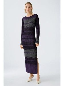 Oui Sukienka w kolorze szaro-fioletowym rozmiar: 34. Różowe sukienki Oui, bez wzorów, z wełny, bez kołnierzyka, bez ramiączek, midi. Za 180,49 zł.