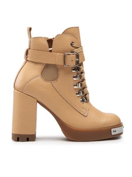 Rage Age Trzewiki RA-16-06-000406 Beżowy. Brązowe botki Rage Age, bez wzorów, ze skóry, bez obcasa, na słupku, bez zapięcia. Za 489,99 zł.