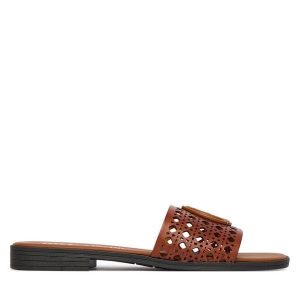Klapki Just Cavalli. Brązowe klapki Just Cavalli, bez wzorów, bez obcasa. Za 495,99 zł.