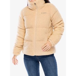 Kurtka ocieplana damska Columbia Puffect Sherpa Jacket. Brązowe kurtki Columbia, na zimę, bez wzorów, z nylonu, bez kaptura. Za 579,99 zł.