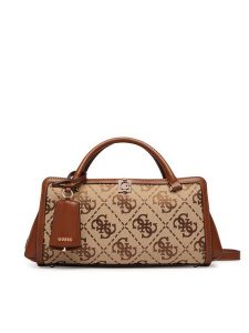 Guess Torebka Audrey Logo HWJG97 55060 Brązowy jasny. Brązowe kuferki Guess, z aplikacjami, z materiału, bez dodatków. Za 634,99 zł.
