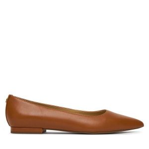 Baleriny LAUREN RALPH LAUREN. Brązowe balerinki Lauren Ralph Lauren, bez wzorów, bez obcasa, bez zapięcia. Za 486,99 zł.