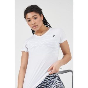 Koszulka sportowa z krótkim rękawem damska Vigilant. Brązowe koszulki sportowe Dare 2b, bez wzorów, bez ramiączek, na fitness i siłownię. W wyprzedaży za 59,99 zł.