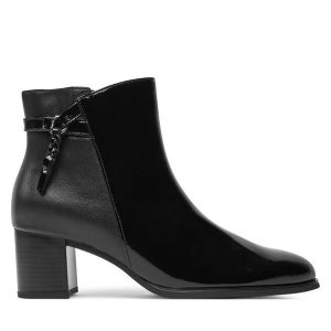 Botki Gabor. Czarne botki Gabor, bez wzorów, bez obcasa, na słupku, bez zapięcia. Za 569,99 zł.