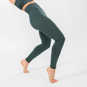 Legginsy do tańca nowoczesnego damskie Starever wysoki stan. Zielone legginsy STAREVER, bez wzorów, z elastanu, z podwyższonym stanem. W wyprzedaży za 79,99 zł.