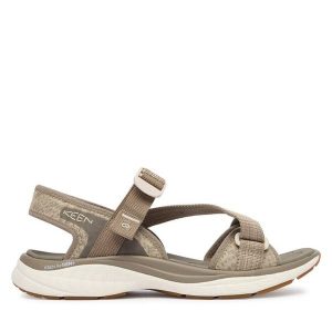 Sandały Keen. Brązowe sandały Keen, bez wzorów, z otwartym noskiem, bez obcasa, na płaskiej podeszwie, bez zapięcia. Za 449,99 zł.