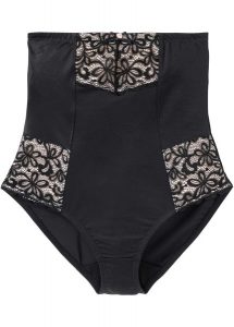 Figi shape, silny efekt modelowania sylwetki. Czarne figi bonprix, bez wzorów, z bawełny. Za 79,99 zł.