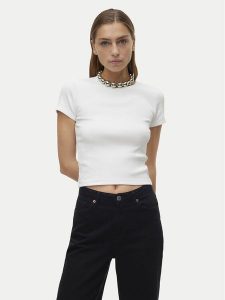 Vero Moda T-Shirt Chloe 10306894 Biały Tight Fit. Białe t-shirty Vero Moda, l, bez wzorów, z bawełny, bez kołnierzyka, bez ramiączek. Za 69,99 zł.
