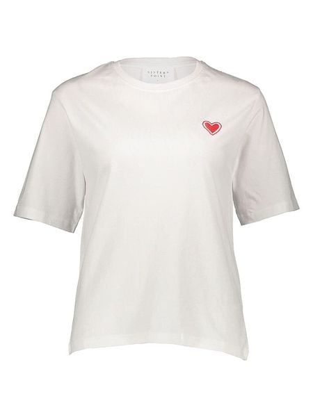 SisterS point Koszulka w kolorze białym rozmiar: M. Białe bluzki Sisters Point, m, bez wzorów, z bawełny, bez kołnierzyka, bez ramiączek. Za 48,05 zł.