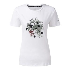 T-shirt Damski Kwiaty Tranquility III. Białe t-shirty Dare 2b, bez wzorów, bez kołnierzyka, bez ramiączek. Za 94,99 zł.