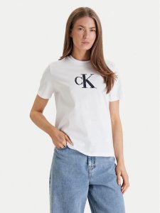 Calvin Klein Jeans T-Shirt Graphic LV044E215G Biały Regular Fit. Białe t-shirty Calvin Klein Jeans, s, bez wzorów, z bawełny, bez kołnierzyka, bez ramiączek. Za 199,99 zł.