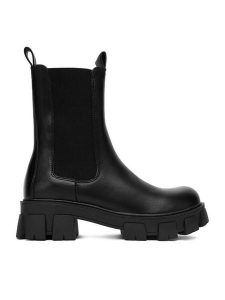 DeeZee Sztyblety 12837-22-BLACK PU Czarny. Czarne botki DeeZee, bez wzorów, z materiału, bez obcasa, na płaskiej podeszwie, bez zapięcia. Za 199,99 zł.