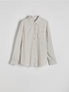 Koszula regular z wiskozy - jasnozielony. Zielone koszule Reserved, l, bez wzorów, z tkaniny, bez kołnierzyka, bez ramiączek. W wyprzedaży za 35,99 zł.