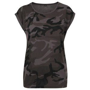 Damska Koszulka Z Przedłużonym Ramiączkiem Camo. Zielone bluzki BUILD YOUR BRAND, m, bez wzorów, sportowe, bez kołnierzyka, bez ramiączek. Za 78,99 zł.