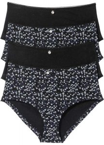 Figi maxi panty (4 pary). Czarne figi bonprix, bez wzorów. Za 59,99 zł.
