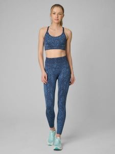 4F Legginsy treningowe bezszwowe damskie - turkusowe M/L. Niebieskie legginsy 4f, bez wzorów, z dzianiny, z podwyższonym stanem. Za 149,99 zł.