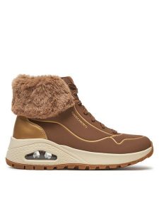 Skechers Botki 167993/TPGD Brązowy. Brązowe botki Skechers, bez wzorów, ze skóry, bez obcasa, na płaskiej podeszwie, bez zapięcia. Za 329,99 zł.