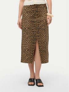 Vero Moda Spódnica jeansowa Veri 10331065 Brązowy Regular Fit. Brązowe spódnice Vero Moda, s, bez wzorów, z bawełny. Za 159,99 zł.