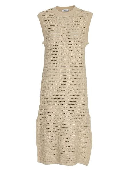 MOSS COPENHAGEN Sukienka "Charo" w kolorze beżowym rozmiar: XS/S. Brązowe sukienki Moss Copenhagen, na co dzień, s, bez wzorów, z wełny, bez kołnierzyka, bez ramiączek, maxi, proste. Za 101,23 zł.