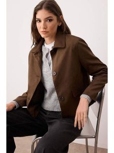 Trendyol Kurtka koszulowa w kolorze ciemnobrązowym rozmiar: M. Brązowe kurtki Trendyol, m, bez wzorów, bez kaptura. Za 104,89 zł.