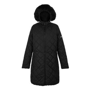 Parka damska Regatta Fritha III. Czarne kurtki Regatta, bez wzorów, z puchu, bez kaptura. W wyprzedaży za 179,99 zł.