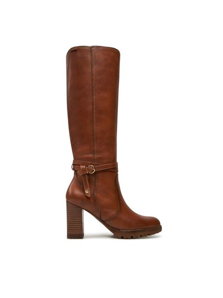 Pikolinos Kozaki W7M-9584 Brązowy. Brązowe kozaki Pikolinos, bez wzorów, ze skóry, bez obcasa, na słupku, bez zapięcia. Za 599,99 zł.