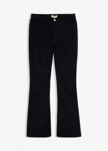 Spodnie sztruksowe z mieszanki bawełny, o kroju bootcut. Fioletowe spodnie z wysokim stanem bonprix, bez wzorów, z bawełny. Za 149,99 zł.
