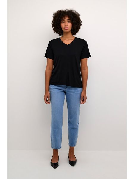 Kaffe Koszulka w kolorze czarnym rozmiar: XXL. Czarne bluzki Kaffe, s, bez wzorów, z wiskozy, klasyczne, bez kołnierzyka, bez ramiączek. Za 43,57 zł.