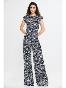 Nife Kombinezon w kolorze granatowo-białym rozmiar: 40. Niebieskie kombinezony Nife, bez wzorów, bez kołnierzyka, bez ramiączek. Za 195,77 zł.