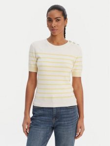 Morgan Sweter 251-MTERI Żółty Slim Fit. Żółte swetry klasyczne Morgan, s, z wiskozy, bez kołnierzyka. Za 189,99 zł.