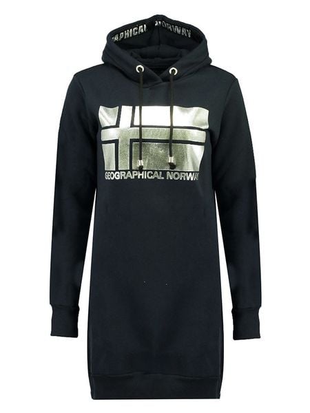 Geographical Norway Sukienka dresowa w kolorze czarnym rozmiar: M. Czarne sukienki Geographical Norway, m, bez wzorów, z dresówki, bez kołnierzyka, bez ramiączek, mini. Za 126,45 zł.