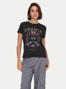 ONLY T-Shirt Lucy 15336965 Czarny Regular Fit. Czarne t-shirty ONLY, s, bez wzorów, z bawełny, bez kołnierzyka, bez ramiączek. Za 39,99 zł.
