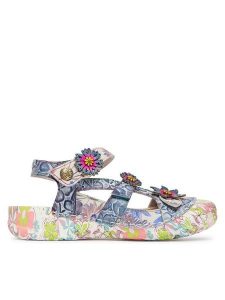 Laura Vita Sandały Beczierso 33 Niebieski. Niebieskie sandały LAURA VITA, bez wzorów, ze skóry, bez obcasa, na płaskiej podeszwie, bez zapięcia. Za 409,99 zł.