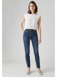 Levi's Dżinsy - Skinny fit - w kolorze granatowym rozmiar: W29/L32. Niebieskie jeansy Levi's®, z aplikacjami, z podwyższonym stanem. Za 180,49 zł.