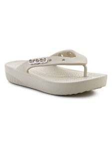 Crocs Japonki "Classic Platform" w kolorze kremowym rozmiar: 41/42. Brązowe klapki Crocs, bez wzorów, z otwartym noskiem, bez obcasa, na platformie. Za 127,45 zł.