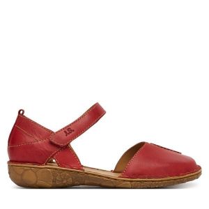 Półbuty Josef Seibel. Czerwone półbuty Josef Seibel, bez wzorów, bez obcasa, na płaskiej podeszwie, bez zapięcia. Za 339,99 zł.