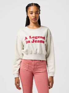 DAMSKA BLUZA WRANGLER RELAXED SWEATSHIRT OAT 112362582. Bluzy Wrangler, xs, bez wzorów, bez kaptura. Za 169,99 zł.