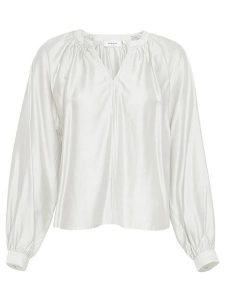 MOSS COPENHAGEN Bluzka "Varsha Romina" w kolorze kremowym rozmiar: M. Brązowe bluzki Moss Copenhagen, m, bez wzorów, bez kołnierzyka, bez ramiączek. Za 122,96 zł.