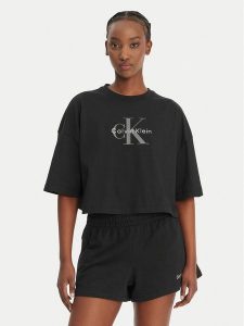 Calvin Klein Jeans T-Shirt LV047F828G Czarny Boxy Fit. Czarne t-shirty Calvin Klein Jeans, xs, bez wzorów, z bawełny, bez kołnierzyka, bez ramiączek. Za 209,99 zł.