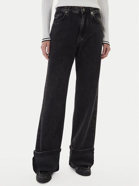 PINKO Jeansy Wanda 105541 A2RR Czarny Regular Fit. Czarne jeansy Pinko, bez wzorów, z bawełny. Za 691,99 zł.