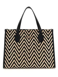 Guess Torebka w kolorze beżowo-czarnym - 31 x 22 x 12 cm rozmiar: onesize. Brązowe torebki klasyczne Guess, z aplikacjami, z materiału, przez ramię, bez dodatków. Za 463,45 zł.