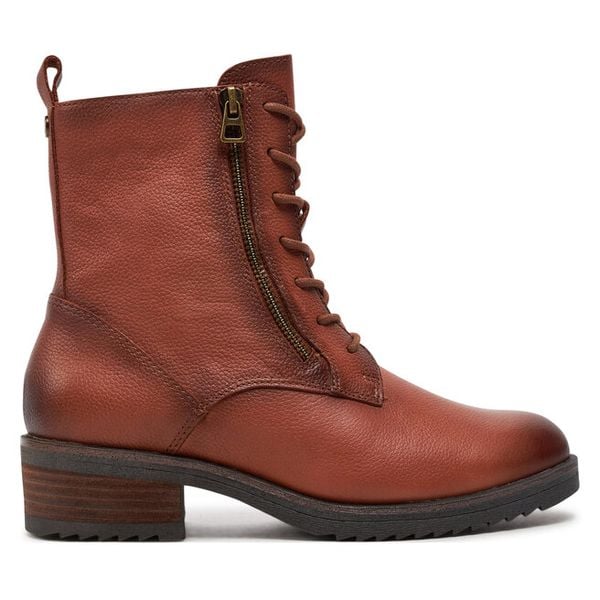 Trzewiki Caprice. Brązowe botki Caprice, bez wzorów, bez obcasa, na płaskiej podeszwie, bez zapięcia. Za 359,99 zł.